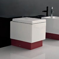Water e bidè bagno moderno cubo bianco e rosso