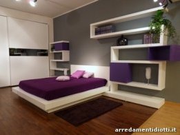 Letto camera da letto moderna bianco e viola