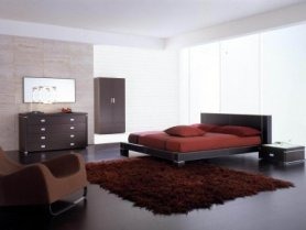 Mobili camera da letto moderna in legno scuro